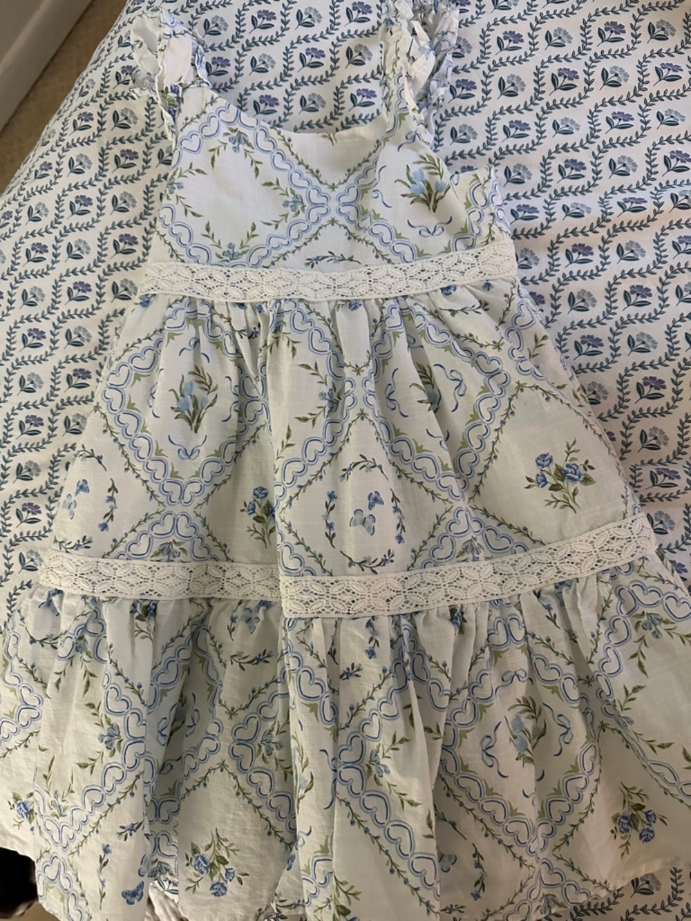 next Pale Blue & White Floral Tiered Sundress